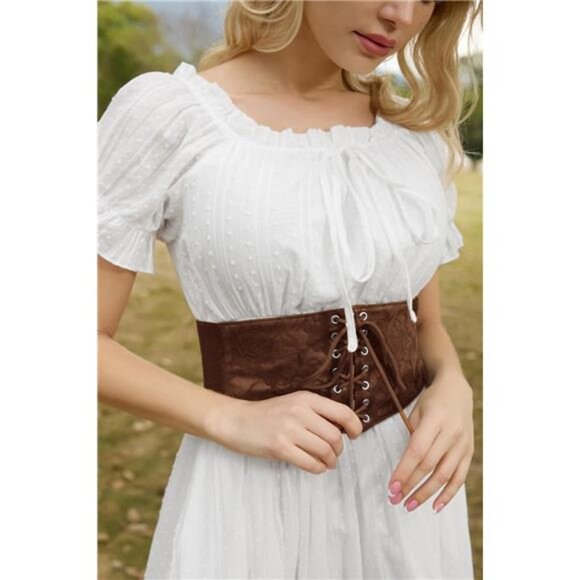 Women\'s Renaissance Stretch Belt Lace Overlay Front Waist Cinch Belts main image 5